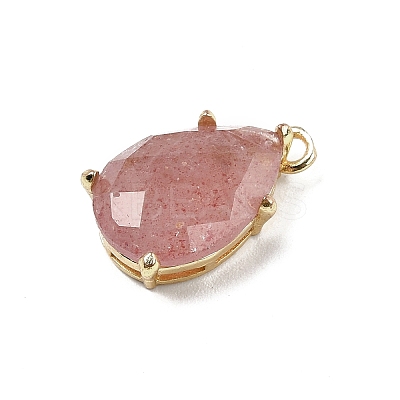 Natural Strawberry Quartz Faceted Pendants G-M431-16G-06-1