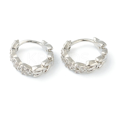 Brass Micro Pave Clear Cubic Zirconia Huggie Hoop Earrings EJEW-L234-029P-1