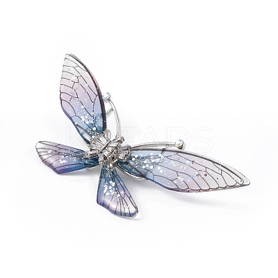 Bling Resin Butterfly Brooch Pin with Crystal Rhinestone JEWB-P016-04P-03-1