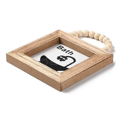 Wooden Square Wall Pendant Decorations LS-HJEW-Z004-01A-1