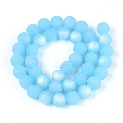 Frosted Imitation Jade Glass Beads Strands GLAA-T032-J10mm-MBB04-1