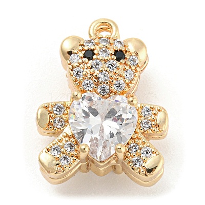 Brass Micro Cubic Zirconia Pendants KK-Q789-34G-1
