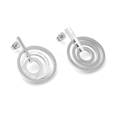 Rhinestone Multi-Ring Dangle Stud Earrings EJEW-E286-10P-1