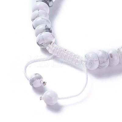 Adjustable Natural Howlite Braided Bead Bracelets BJEW-F369-A08-1