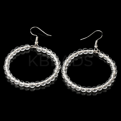 Fashionable Natural Clear Crystal Hoop Earrings for Women KJ9273-13-1