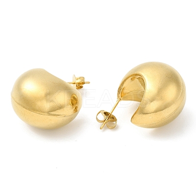 PVD Vacuum Plating 201 Stainless Steel Round Dome Stud Earrings with 304 Stainless Steel Pins EJEW-A098-02G-1