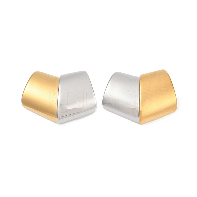 304 Stainless Steel Two Tone Square Stud Earrings EJEW-D306-06G-1