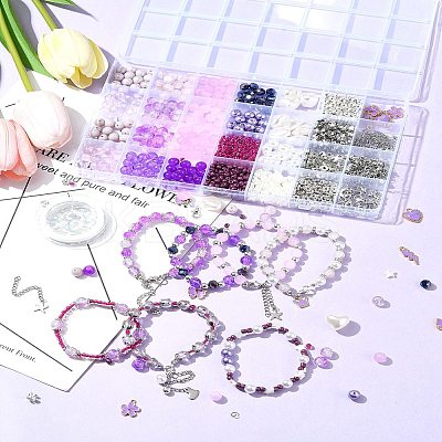 DIY Glass & CCB & ABS Plastic Imitation Pearl Beads Bracelets Mkaing Kits DIY-FS0007-17-1