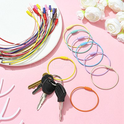 Spray Painted 201 Stainless Steel Wire Cable Keychains BJEW-YW0001-12-1