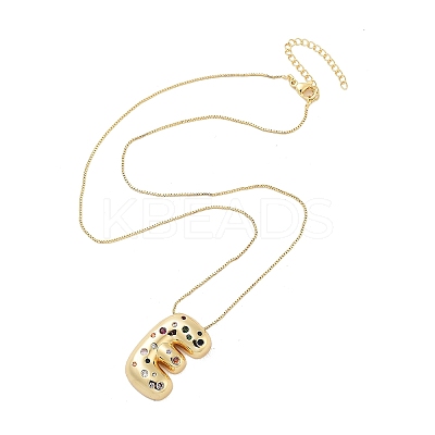 Brass Micro Pave Cubic Zirconia Letter Pendant Necklaces KK-Z069-01G-E-1