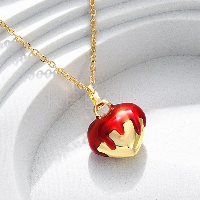 Brass FireBrick Enamel Pendant Necklaces for Women NJEW-K381-08B-G-1