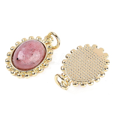 Natural Rhodonite Oval Pendants KK-U043-46G-E-1
