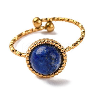 Round Natural Mixed Stone Finger Rings RJEW-Q822-01G-1