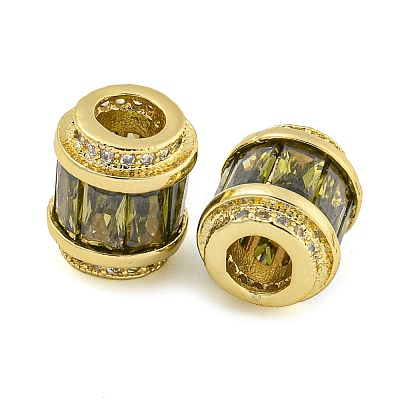 Rack Plating Brass Micro Pave Cubic Zirconia European Beads LS-KK-F089-31G-05-1
