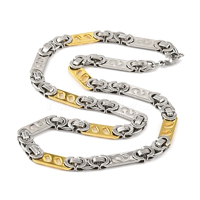 201 Stainless Steel Rectangle with S Links Chain Necklace NJEW-F22-39F-GP-1
