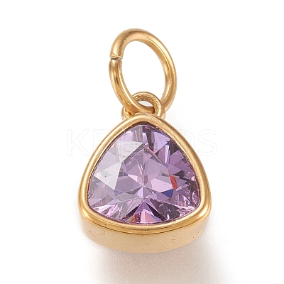 PVD Vacuum Plating 304 Stainless Steel Cubic Zirconia Pendant ZIRC-P080-A-1