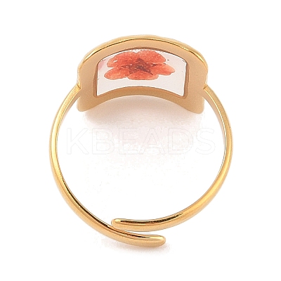 Square Ion Plating(IP) 304 Stainless Steel Open Cuff Rings for Women RJEW-Z052-05G-1