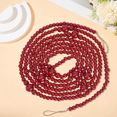 Round Wooden Beaded Garland for Christmas Tree Decoration AJEW-WH20019-63-1
