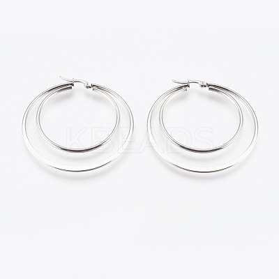 Tarnish Resistant 201 Stainless Steel Hoop Earrings EJEW-I213-B-01P-1
