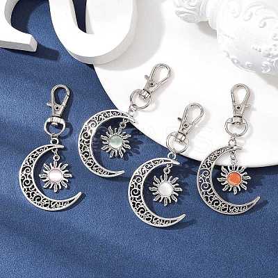 4Pcs Moon & Sun Alloy Pendant Decorations HJEW-JM01596-1
