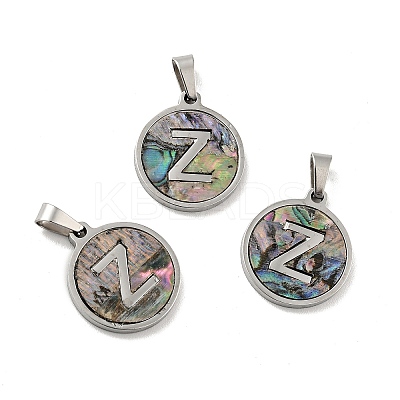 304 Stainless Steel with Paua Shell Pendants STAS-G268-02Z-P-1