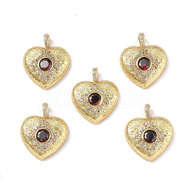 Brass Micro Pave Clear Cubic Zirconia Pendants KK-E068-VF325-1