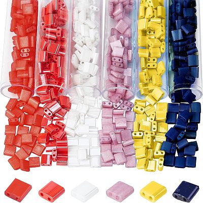 6 Colors 2-Hole Glass Seed Beads SEED-NB0001-26-1
