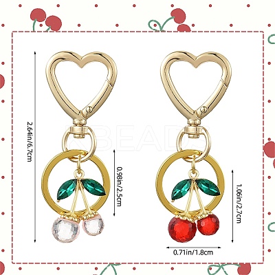 Cherry Alloy & Glass Pendant Decoration HJEW-SW00115-01-1