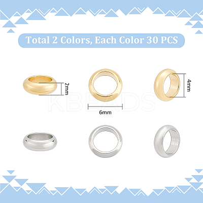 60Pcs 2 Colors 201 Stainless Steel Spacer Beads STAS-UN0055-07-1