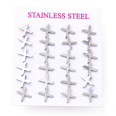Tarnish Resistant 304 Stainless Steel Greek Alphabet Stud Earrings STAS-D007-07P-01-1