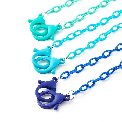 3Pcs 3 Colors Personalized ABS Plastic Cable Chain Necklaces NJEW-JN03484-02-1