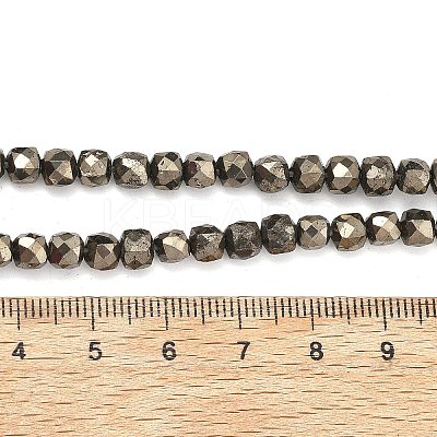 Natural Gold Pyrite/Golden Pyrite Beads Strands G-G458-G01-5x5mm-1