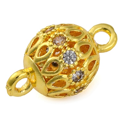 Brass Micro Pave Clear Cubic Zirconia Connector Charms KK-A230-06A-G-1