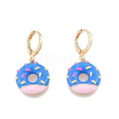 Enamel Donut Dangle Leverback Earrings EJEW-N012-101-1