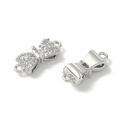 Brass Micro Pave Clear Cubic Zirconia Connector Charms KK-S367-21B-1