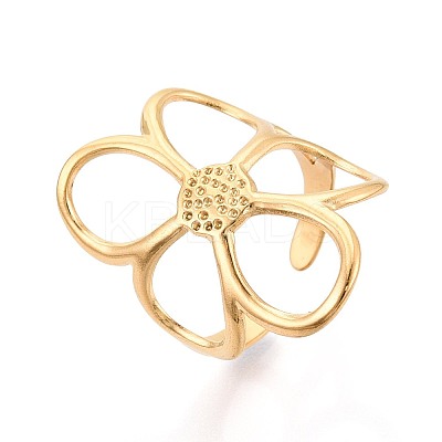 Adjustable Ion Plating(IP) 304 Stainless Steel Cuff Rings for Women RJEW-N052-22G-1