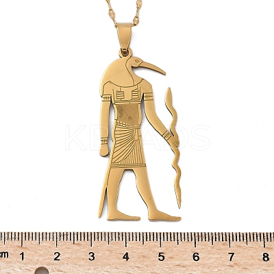 201 Stainless Steel Egyptian Ancient God Anubis Pendant Necklaces NJEW-D318-06G-1