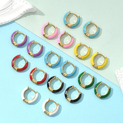 Ion Plating(IP) Enamel Hoop Earrings EJEW-G344-02G-1