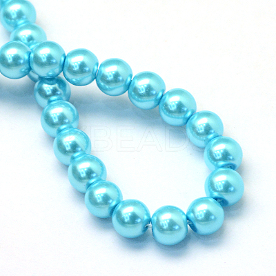 Baking Paint Pearlized Glass Pearl Round Bead Strands HY-Q003-10mm-48-1