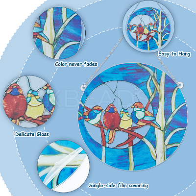 Four Birds Acrylic Suncatchers AJEW-WH0258-459-1