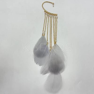 Bohemian Style Alloy Chain with Feather Tassel Cuff Earrings FS-WGB03F7-11-1