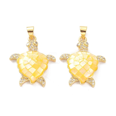 Real 18K Gold Plated Brass Micro Pave Clear Cubic Zirconia Pendants KK-D004-05G-M01-1
