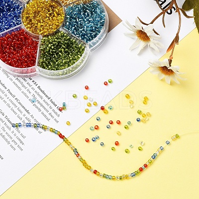 7 Colors Glass Round Seed Beads SEED-YW0001-24B-01-1