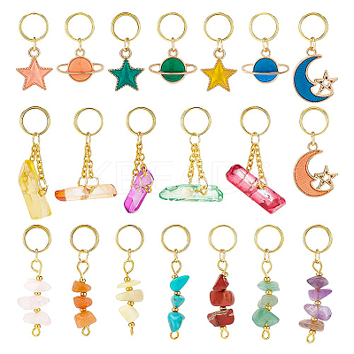 20Pcs 20 Style Natural & Synthetic Mixed Gemstone & Alloy Enamel Pendants FIND-BC0003-72-1