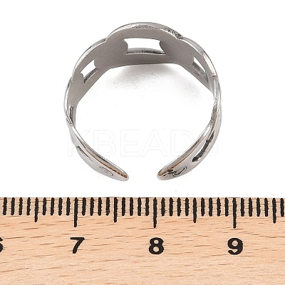 Non-Tarnish 304 Stainless Steel Curb Chain Shape Cuff Ring for Women RJEW-C025-31P-1