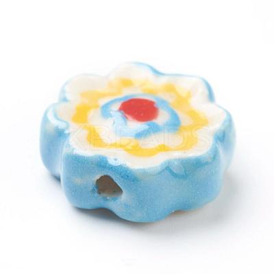 Handmade Porcelain Flower Beads Strands PORC-G006-14A-1