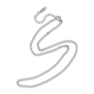 304 Stainless Steel Curb Chain Necklace for Men Women NJEW-YW0001-14-1