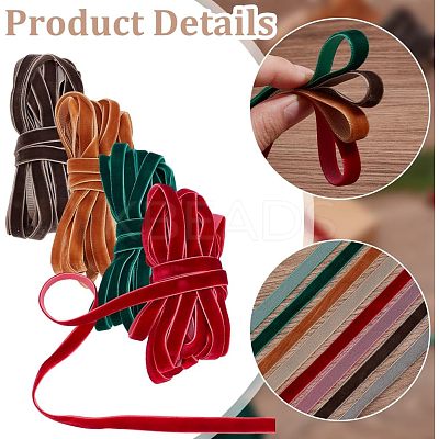 40 Yards 4 Colors Single Face Velvet Ribbons OCOR-PH0004-52-1