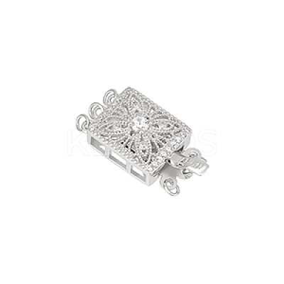 1Pc Sterling Silver with Clear Cubic Zirconi Box Clasps FIND-BC0013-93A-1