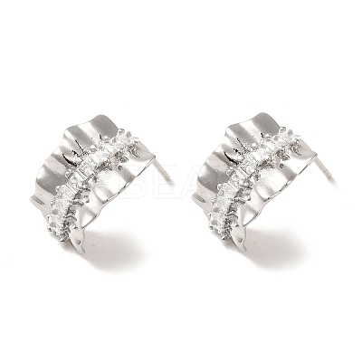 Brass Micro Pave Cubic Zirconia Studs Earring Findings LS-KK-K371-25P-1